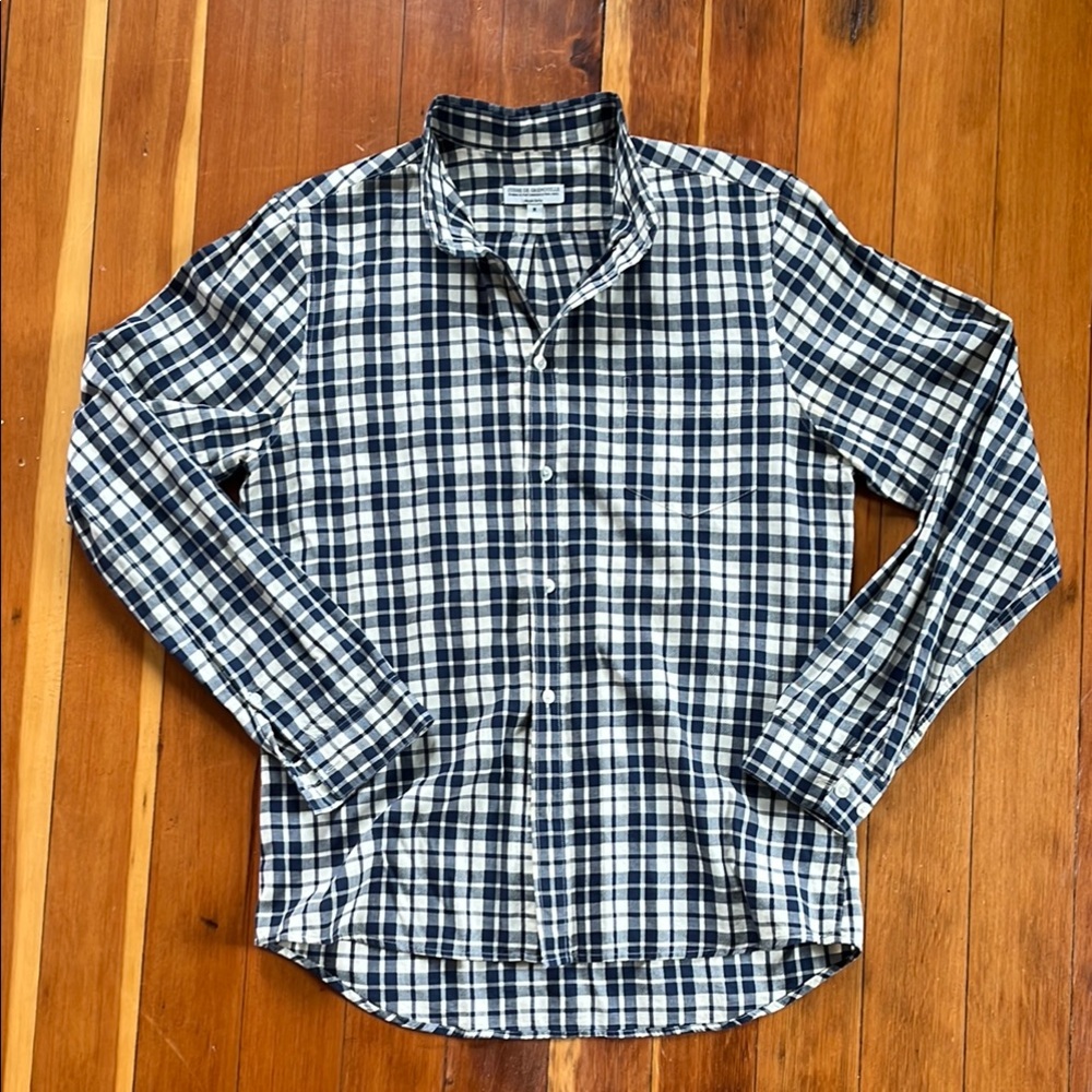 Men's Navy and White Checkered Shirt